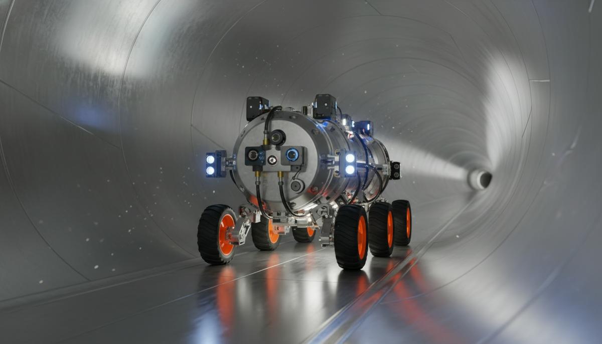 NDT Global представила новый инструмент для инспекции газопроводов Высокотехнологичный внутритрубный инспекционный снаряд с датчиками и подсветкой внутри нового стального магистрального газопровода.