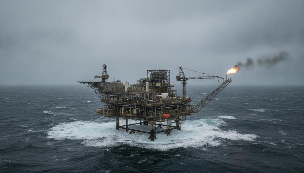Clariant внедрила в Северном море новую технологию борьбы с гидратами Морская нефтегазовая платформа в суровых условиях Северного моря. На палубе видны сложные переплетения труб и оборудования.