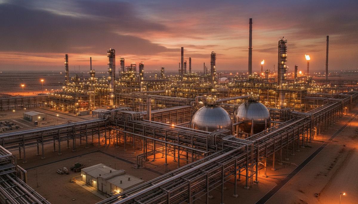 Японская ENEOS приобретает американского производителя химикатов TPC Holdings Нефтехимический завод по производству бутадиена: вид на промышленные установки, трубы и сферические резервуары на закате.