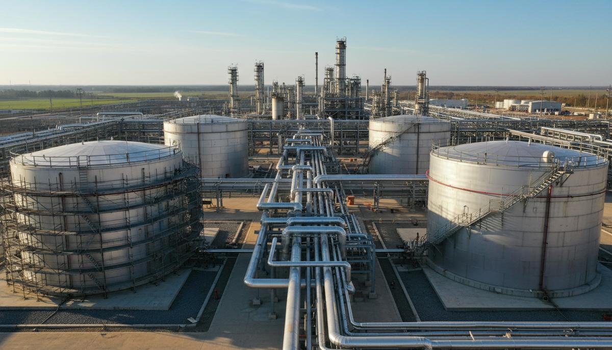 Rompetrol Rafinare модернизирует хранилища на НПЗ Petromidia в Румынии Новые цилиндрические резервуары для хранения нефти и нефтепродуктов на территории современного нефтеперерабатывающего завода.